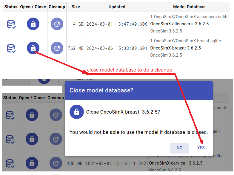 OpenM++ UI: Close model database