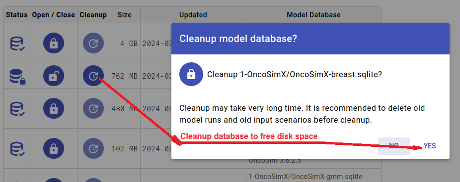 OpenM++ UI: Start database cleanup