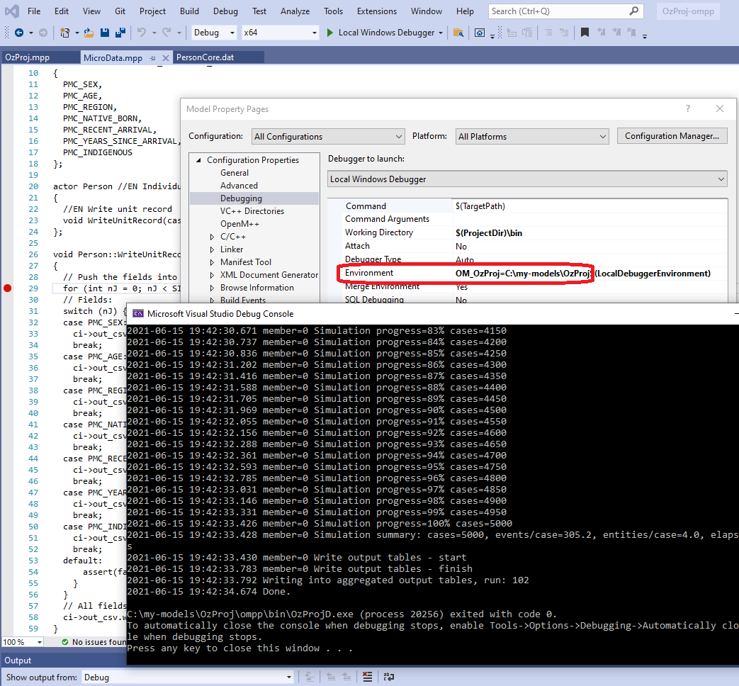 Set OM_Model environment variable in Visual Studio project