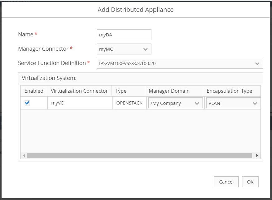 Add Distributed Appliance