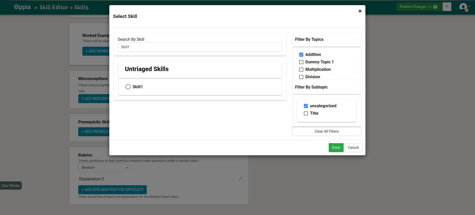 Screenshot of pre-requisite skill section