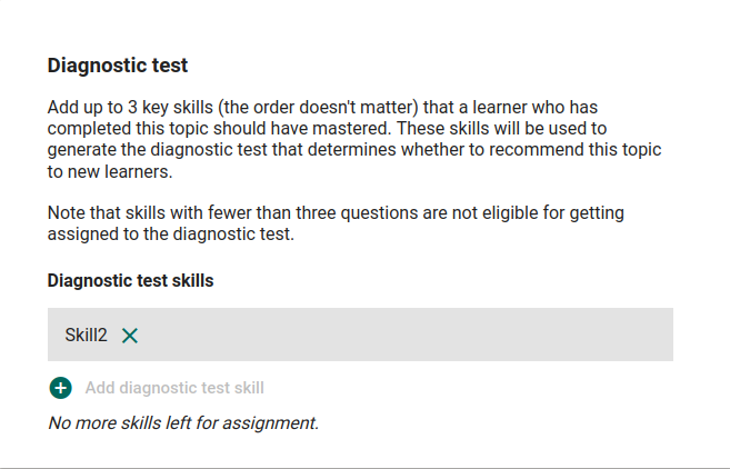 Screenshot of diagnostic test section