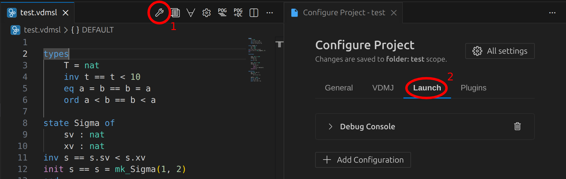 Configure Project Panel & Launch