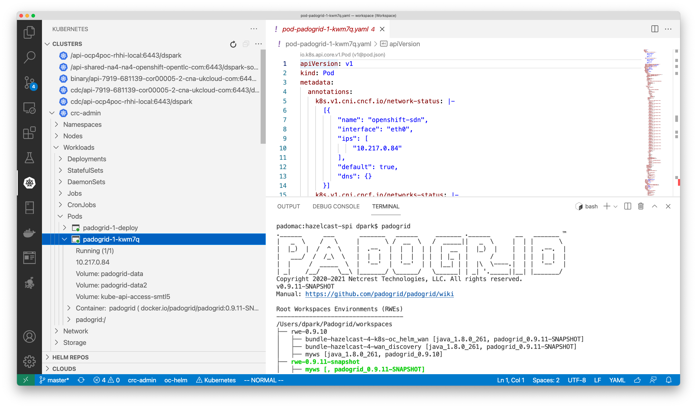 PadoGrid Docker in VS Code