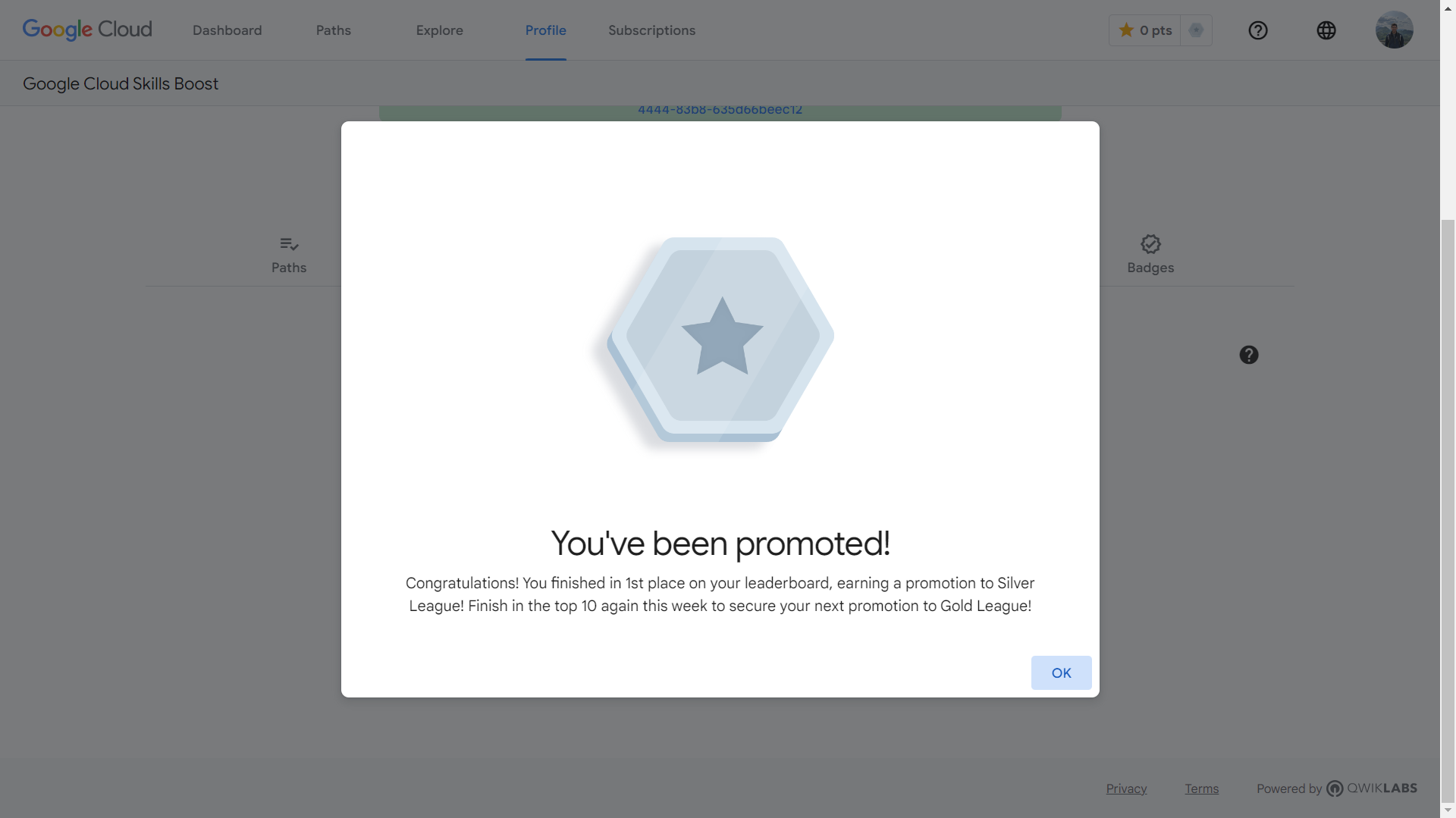 Google Cloud Skills Boost Promotion to Silver League 2024-01-09