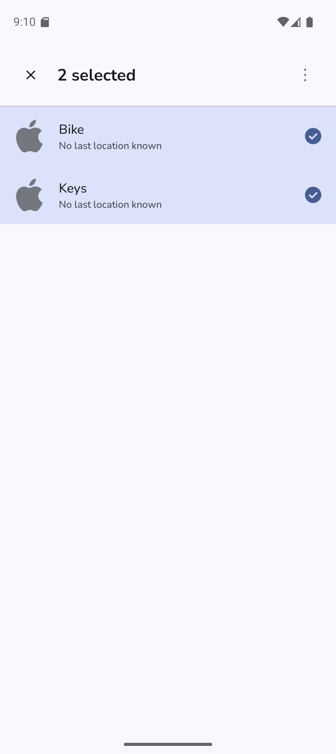 tags selected