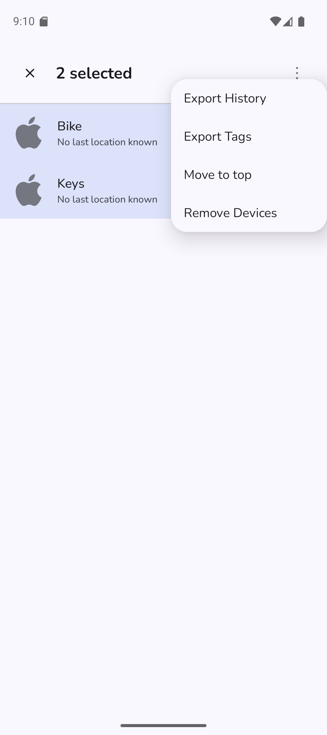 export menu