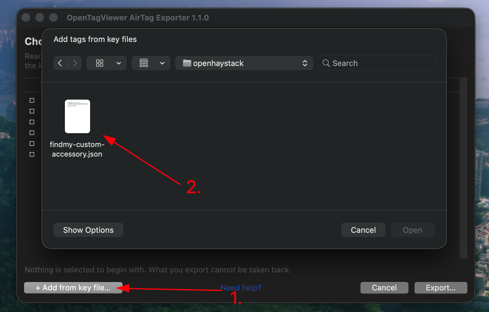 Adding a tag from a key file