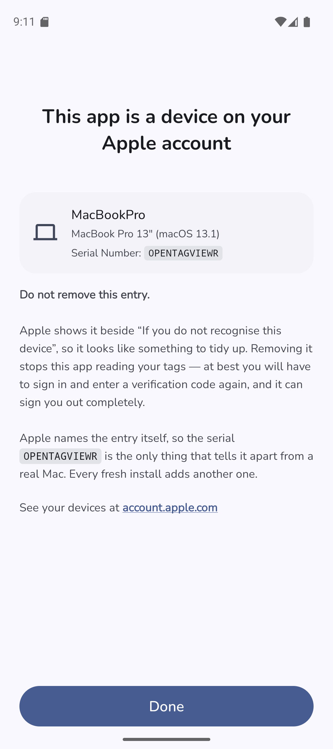 device registered
