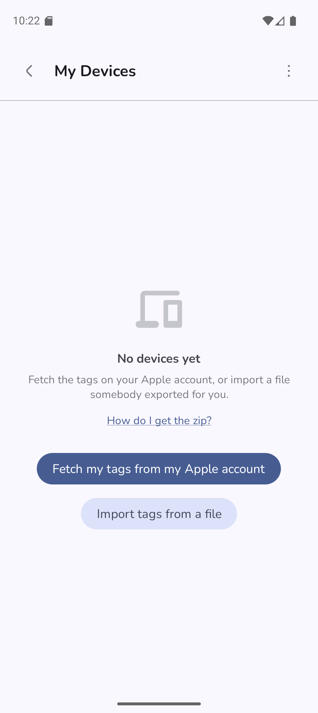 import 1 my devices empty