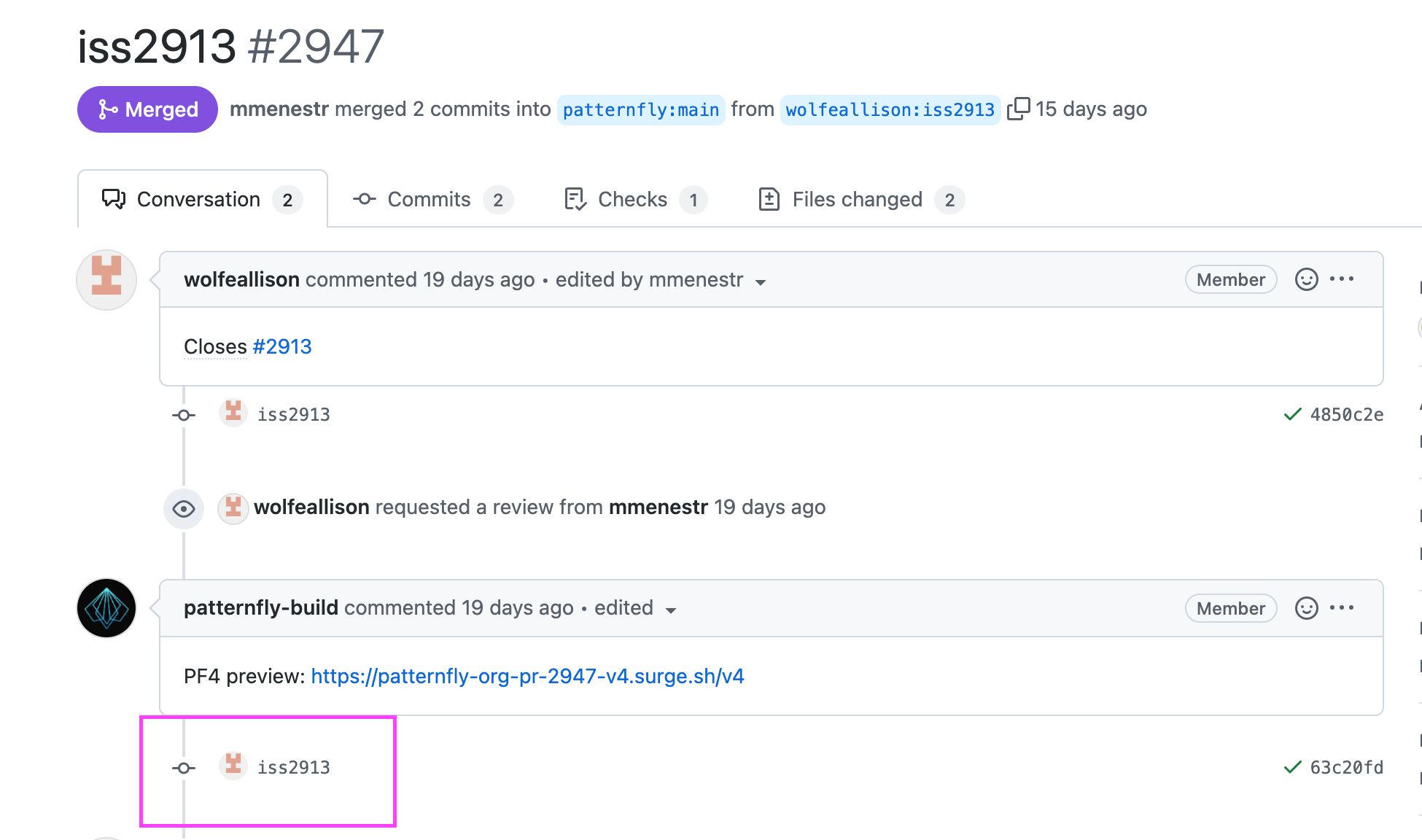 example of pushing something new to a pr in github