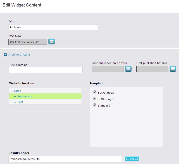 Blog Archives widget