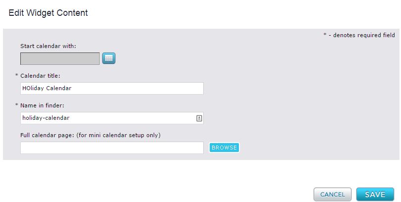 calendar widget content