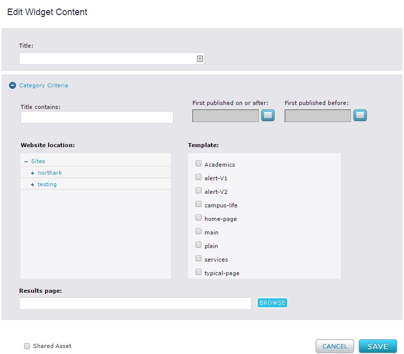 category list content config