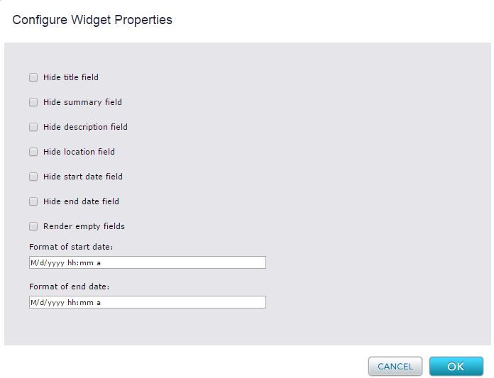 event widget layout config