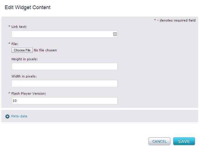 flash widget content config