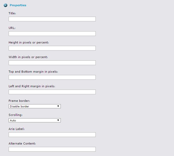 iFrame Layout Configuration
