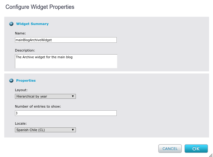 Archive list widget layoout properties