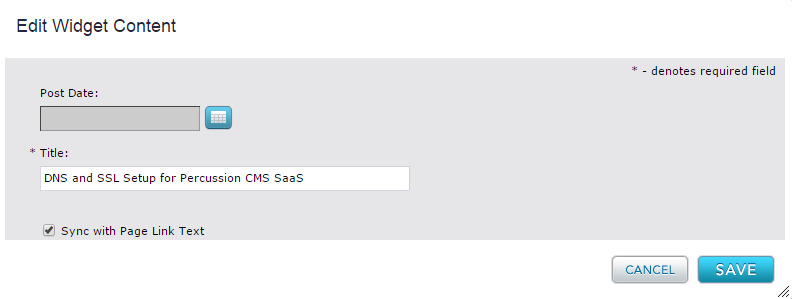 Title Widget Page Properties