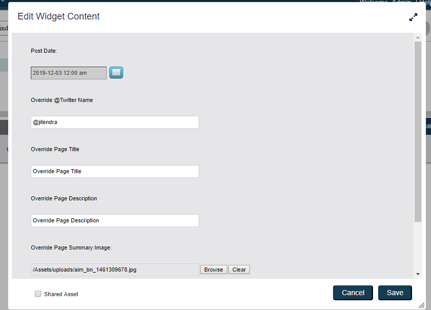 Twitter content image Widget