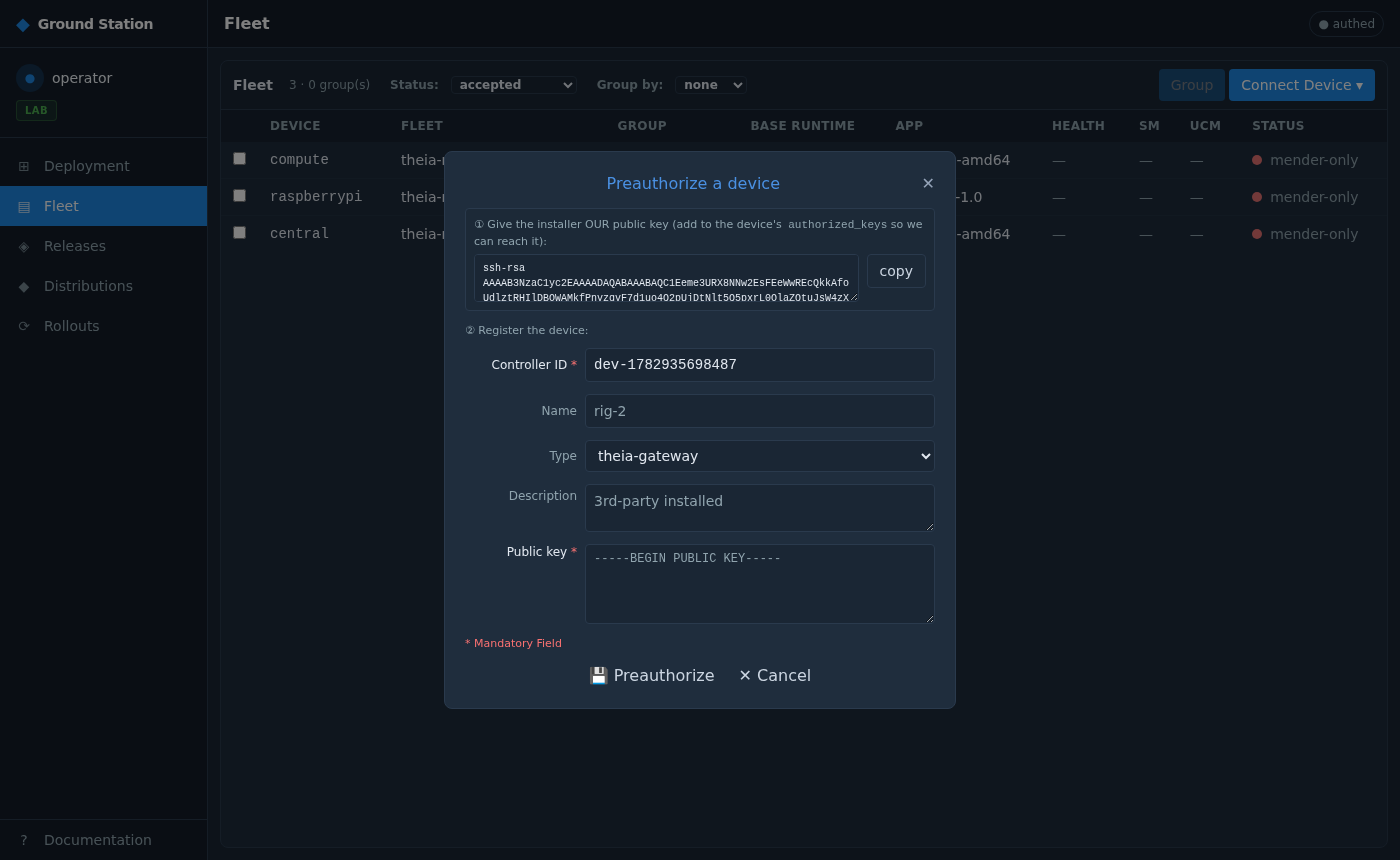 Preauthorize a device