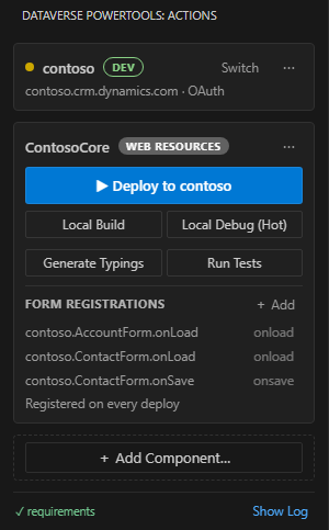 Web resource menu