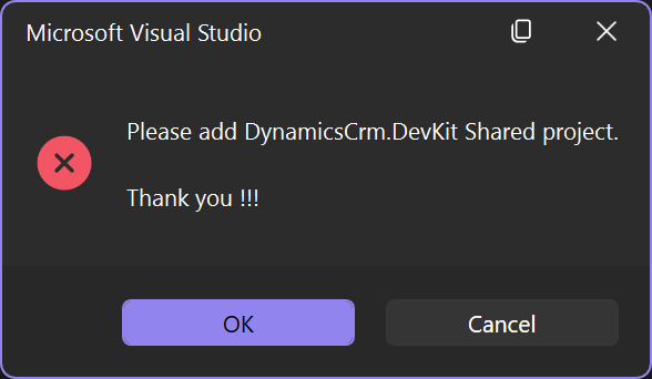 Missing Shared Project Error