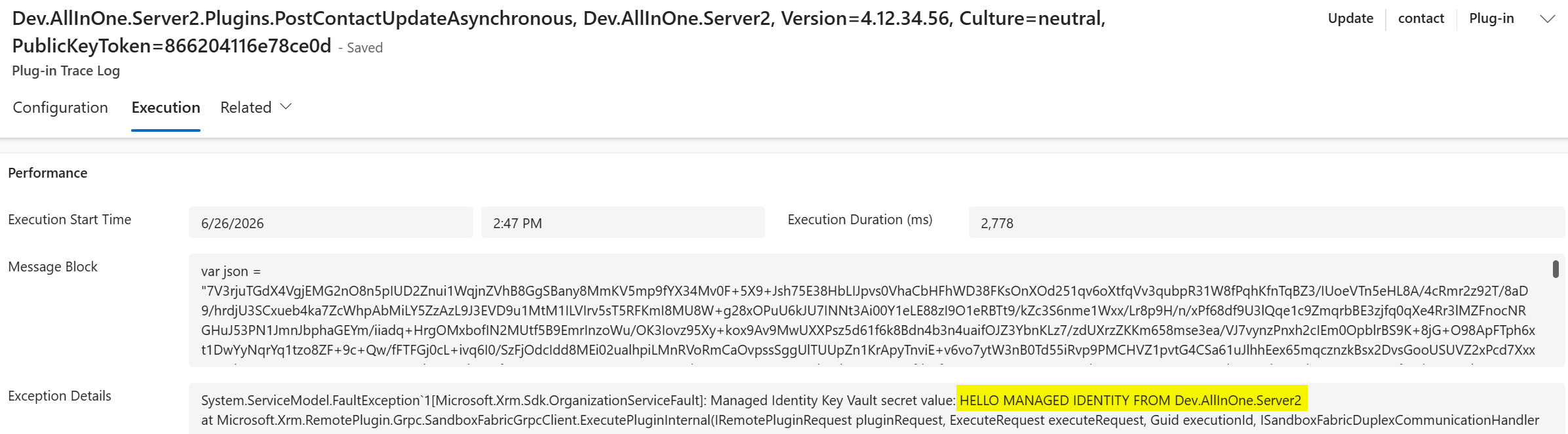 Plugin trace log result