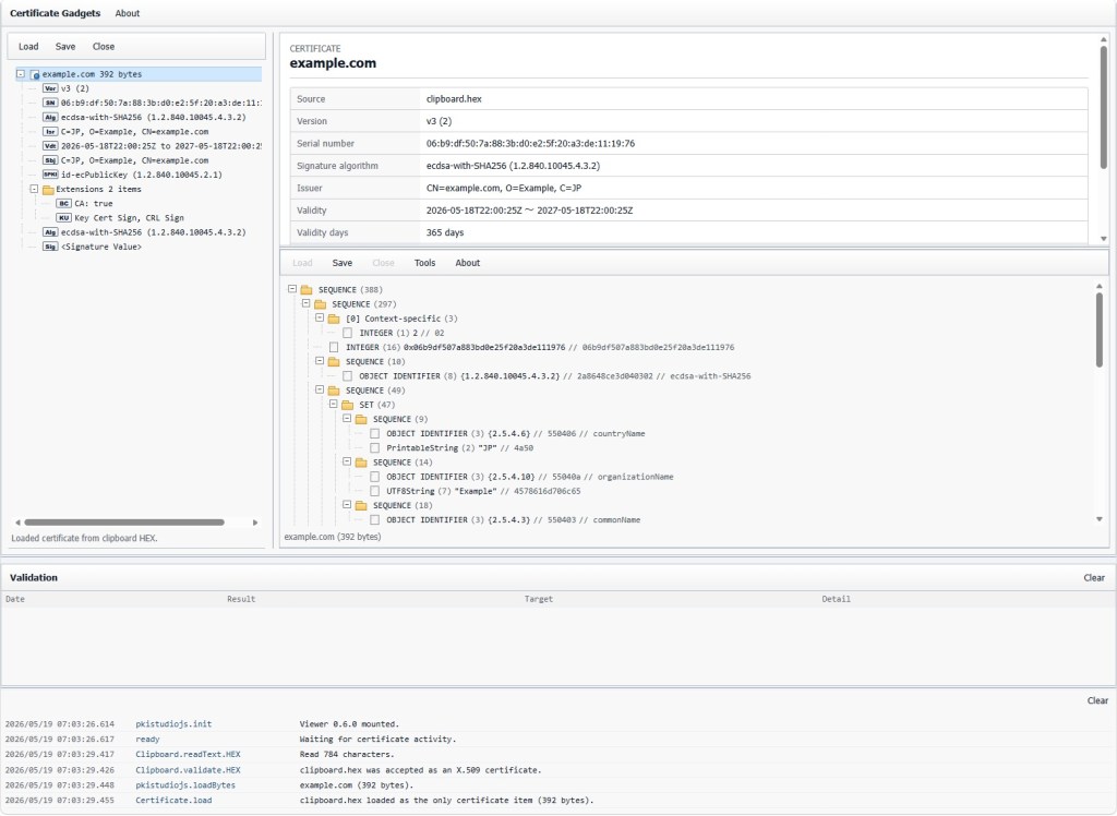 Certificate Gadgets screenshot