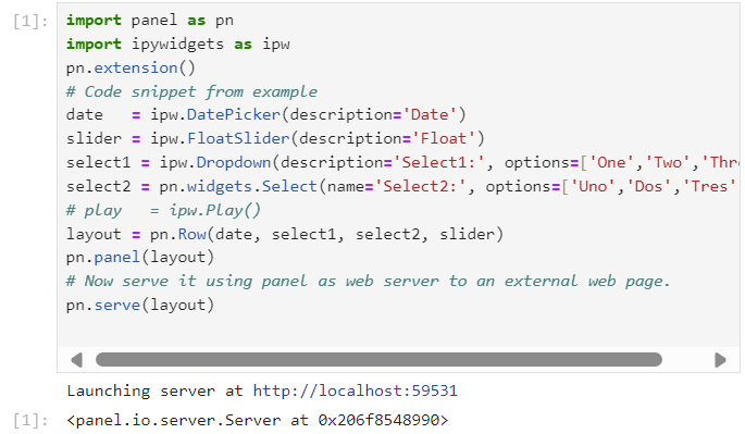 Output of panel.serve code snippet in jupyter lab