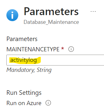 MAINTENANCETYPE parameter