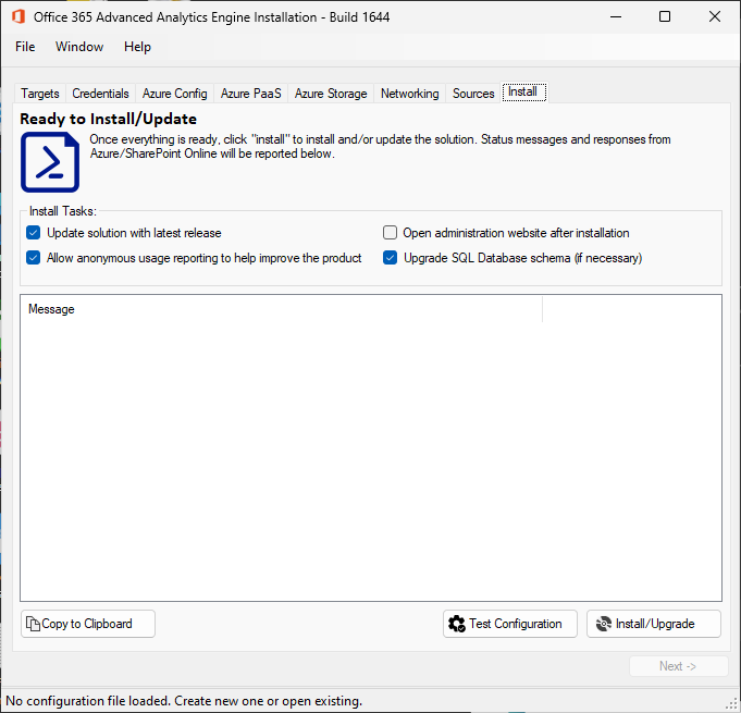 Install tab