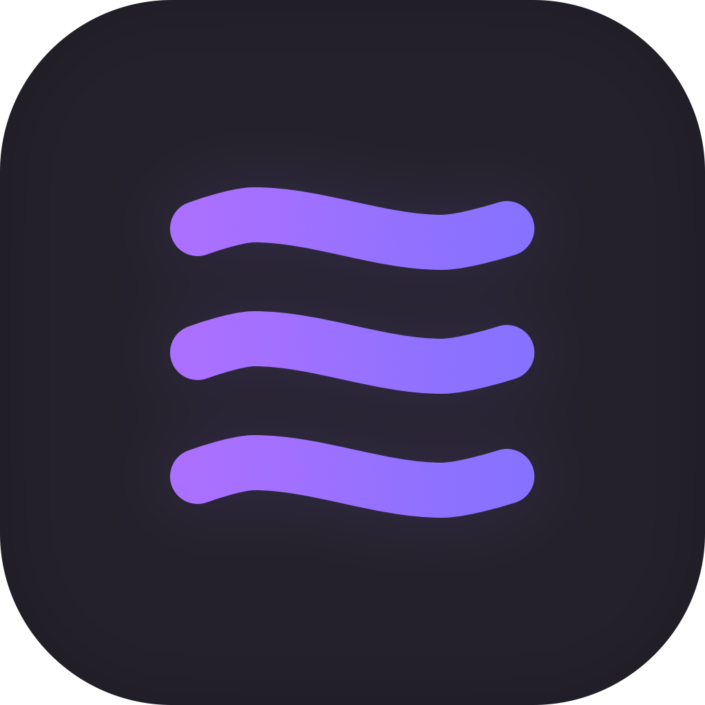 The chorus logo. a dark, square background with rounded edges. on this background, there are three vertically stacked, purple lines. The lines each resemble a sine curve.