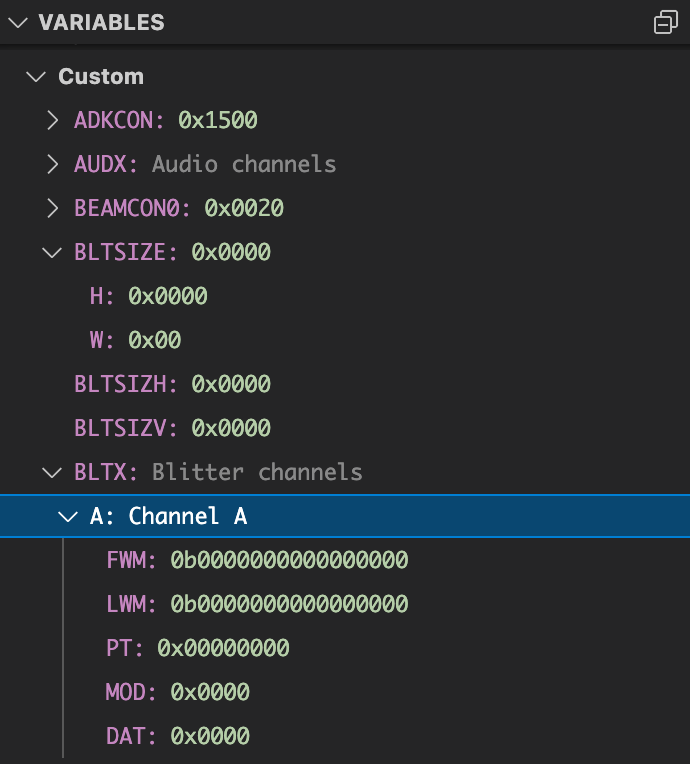 Custom registers screenshot