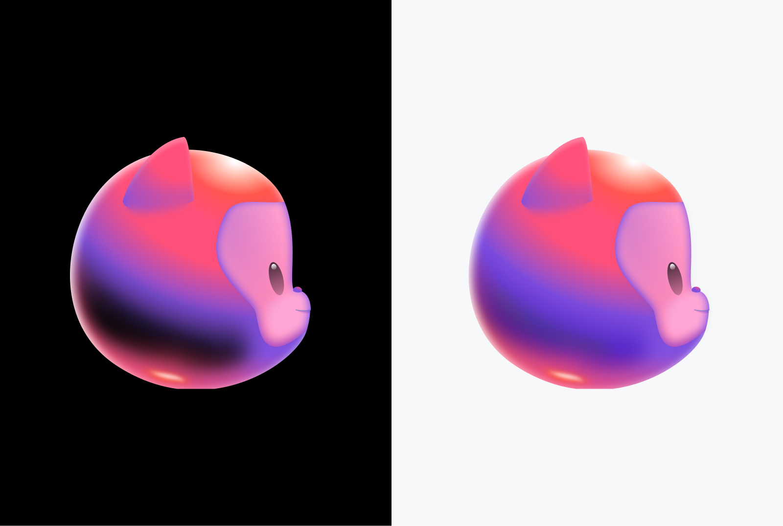 Two octocat illustrations on light and dark backgrounds showing the difference in rendering between color modes