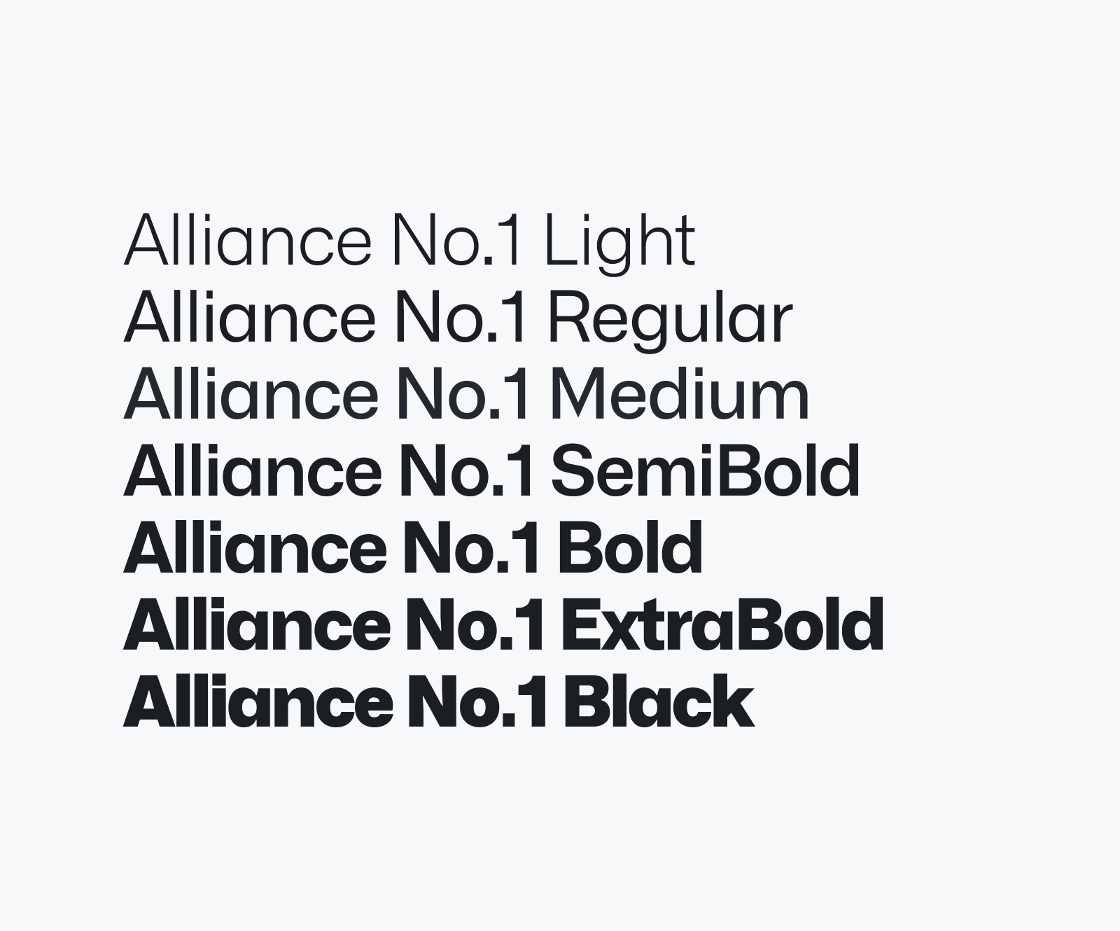 Example of alliance no. 1 font, which is deprecated
