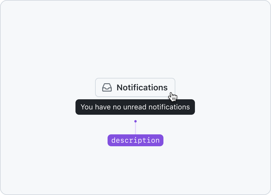 Button labeled Notifications with tooltip as a description