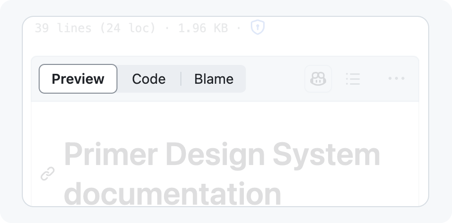 Screenshot of code/blame/preview on .md files