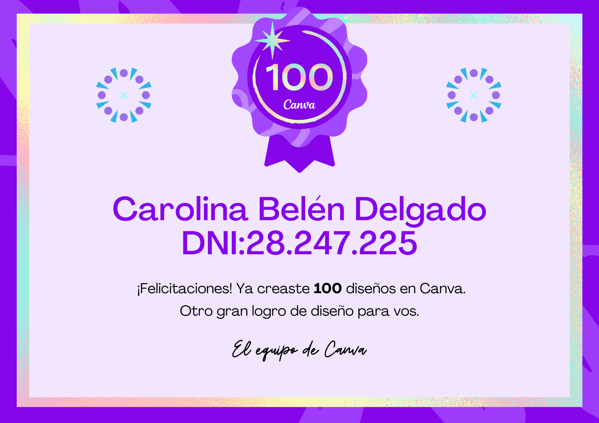 Insignia por tus 100 diseños en Canva.png