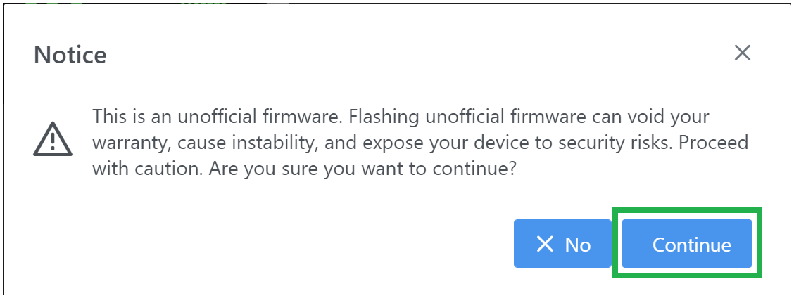 Unofficial firmware notice