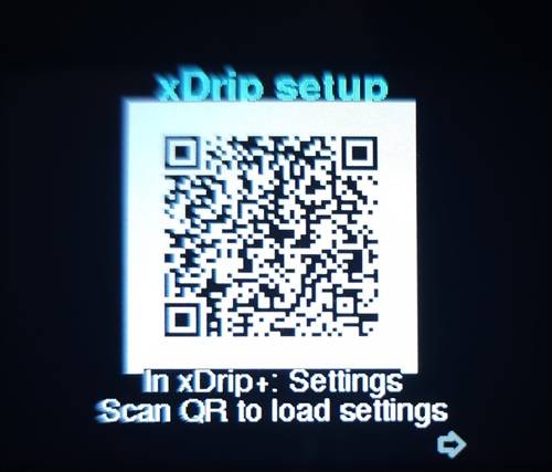 xDrip setup QR on the device