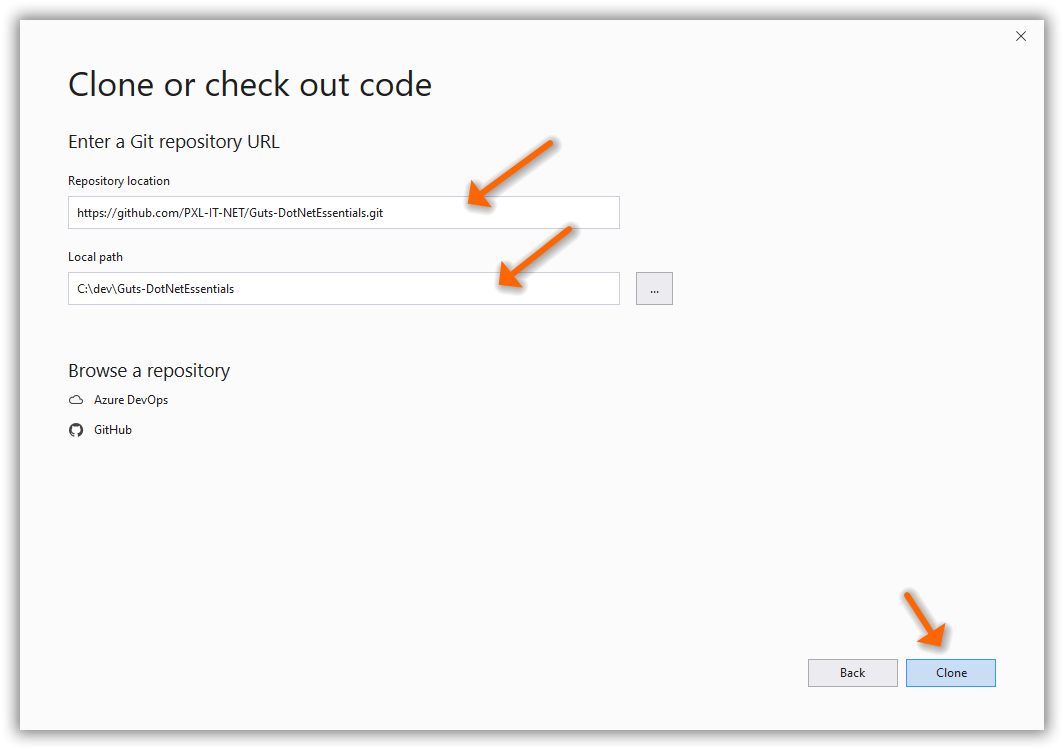 Clone in Visual Studio