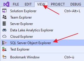 View -> Sql Server Object Explorer