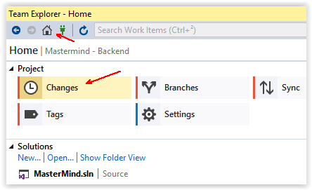 Team Explorer - Changes