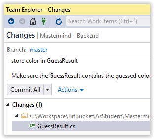 Team Explorer - Commit