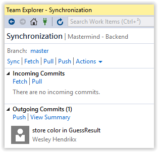 Team Explorer - Sync