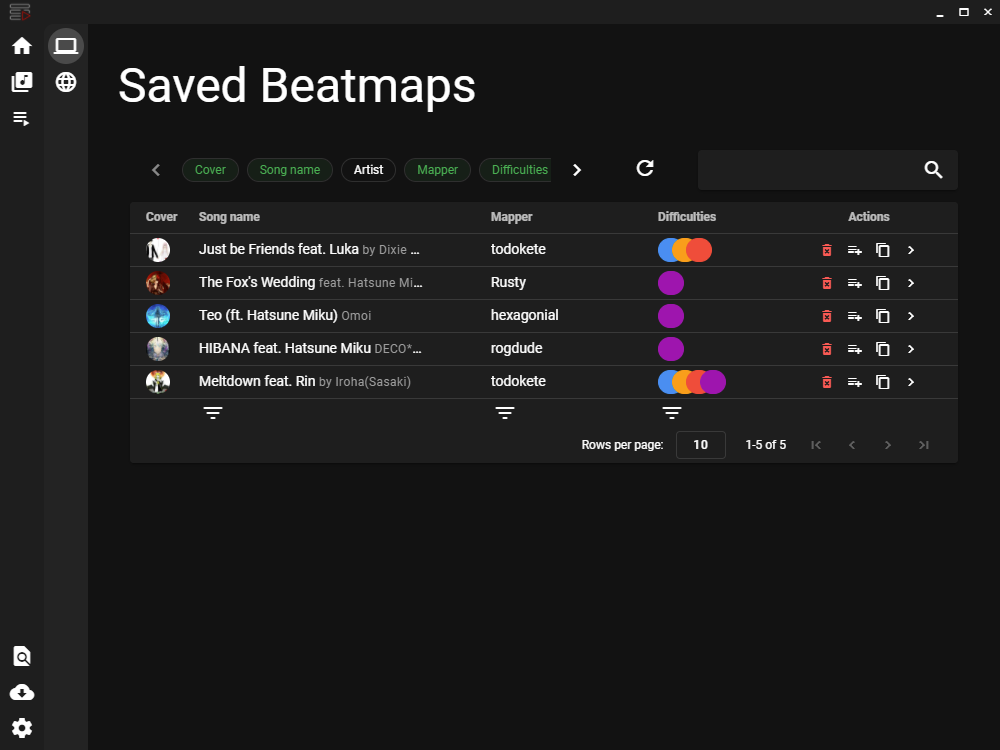 Saved Beatmaps