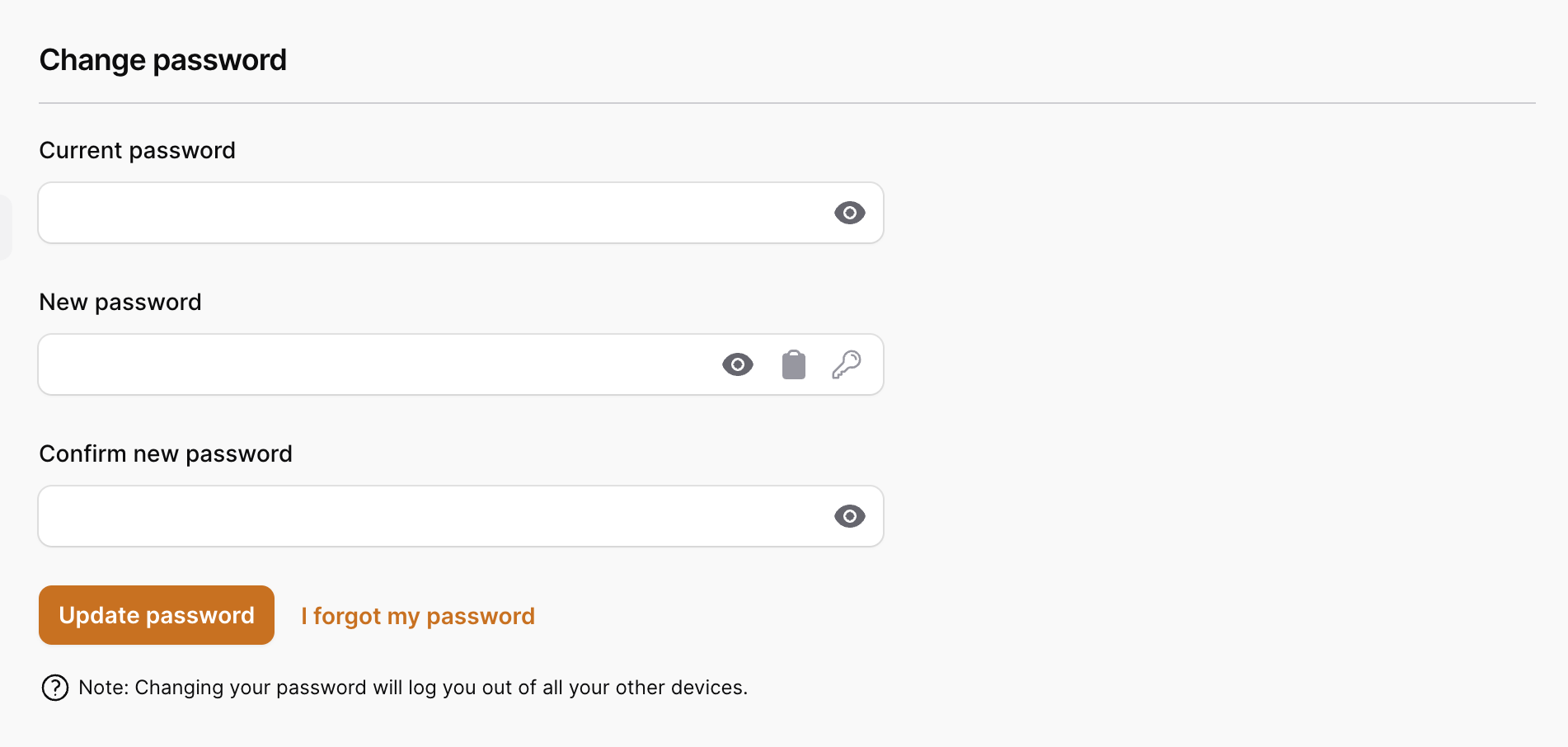 update password form