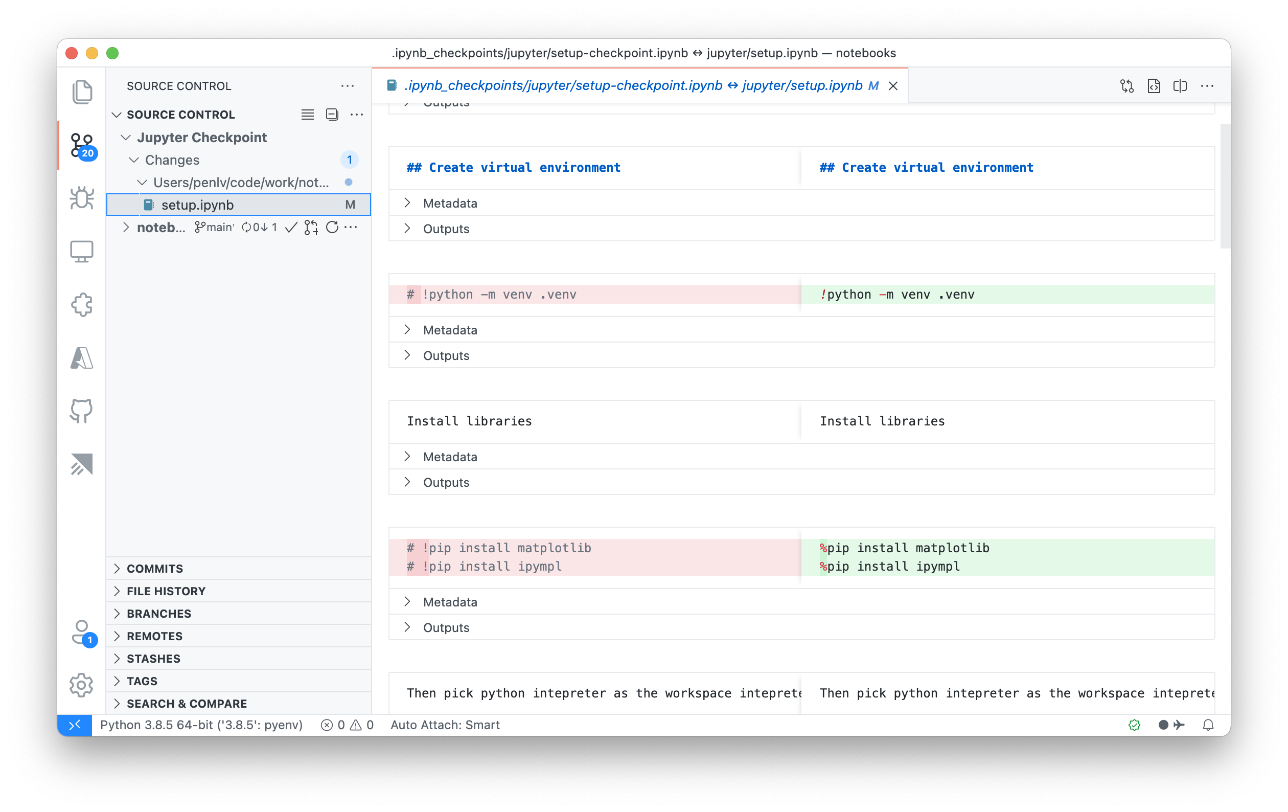 Jupyter checkpoint in SCM