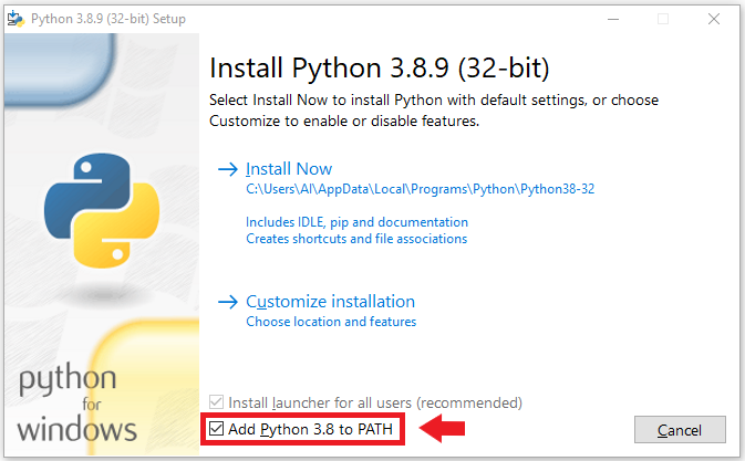 Add Python3.8 to PATH